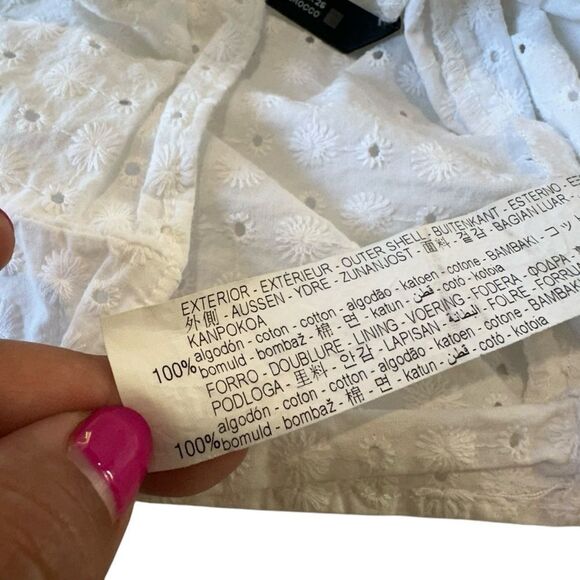 Zara White Eyelet Milkmaid Coastal Cowgirl Crop Top, Small - Picture 9 of 10